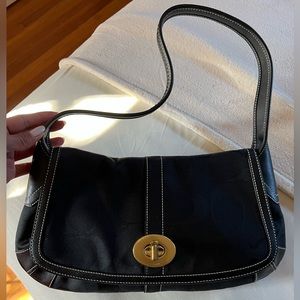 COACH Shoulder Bag - Black Monogram Print